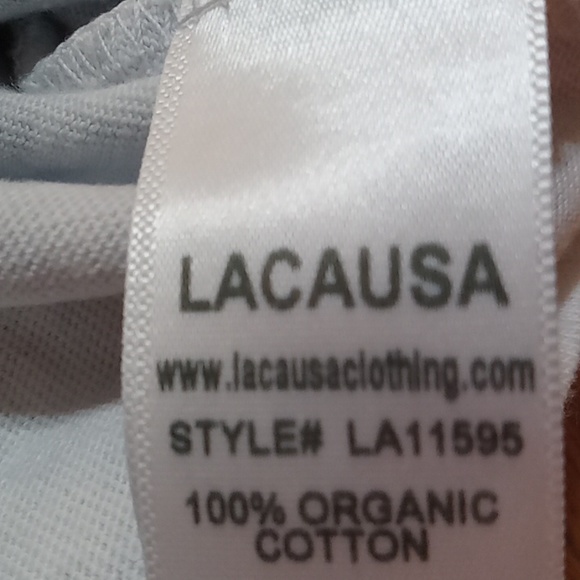 LACAUSA WOMENS SMALL Top Shirt NEW Casual TIE DYE WHITE GRAY ORGANIC COTTON Grey - Picture 5 of 5
